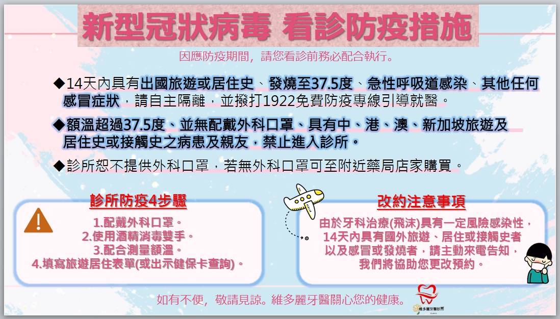 新型冠狀病毒 看診防疫措施